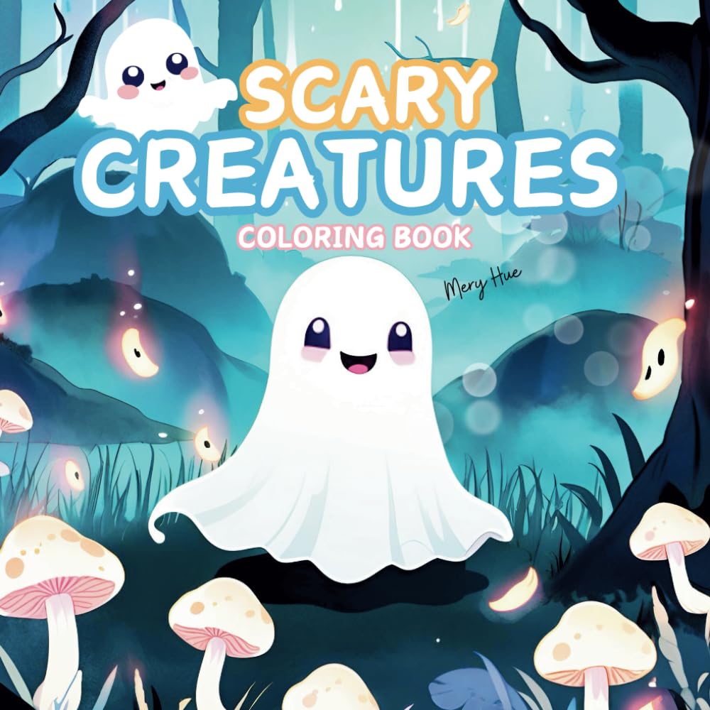 Scary Creatures Coloring Book: For Adults & Teens, Featuring Cute and Cozy Creepy Characters in Cozy Hygge Moments