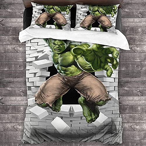 Hulk Kinderbettwäsche 135x200,3D Druck Hulk Bettwäsche Set,für Teen Jungen Und Mädchen Bewerben Sich,Super Weich Bequem Bettbezug Und 1 Kissenbezug 80x80cm - Hulk1 Cover