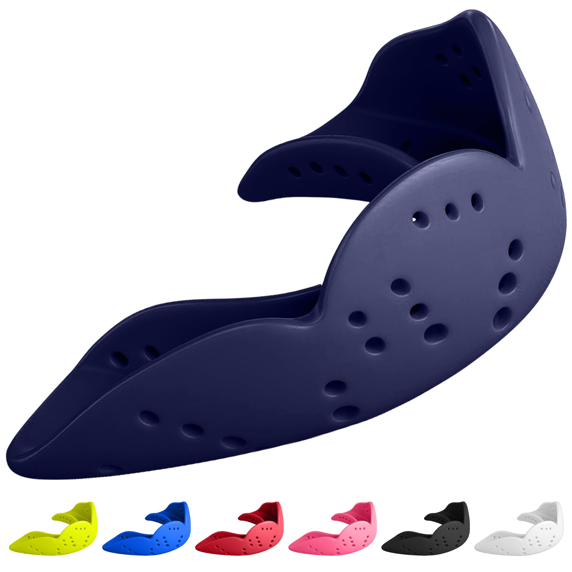 SISU Mouth Guard Aero - Noble Navy - Ultra Slim Gumshield for Adults & Kids - Custom Fit Rugby Gum Shield- A Remouldable Sports Mouthguard for Boxing, MMA, Hockey - Small (Under 5' Tall)