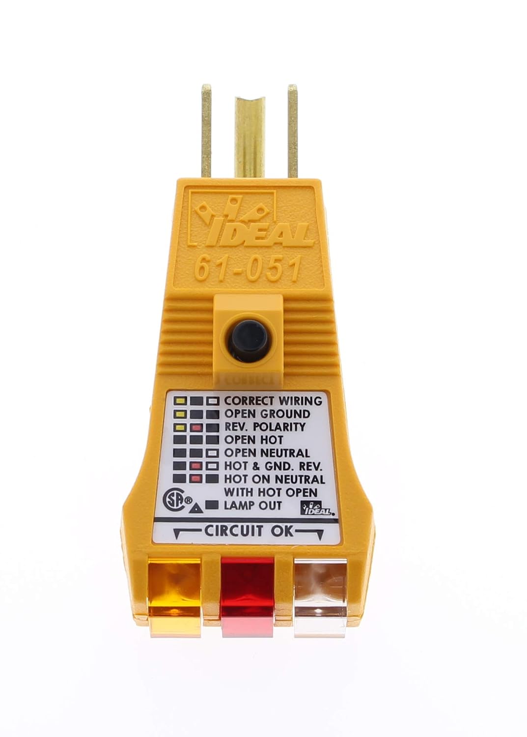 IDEAL INDUSTRIES INC. 61-051 E-Z Check Plus GFCI Circuit Tester, Heavy Duty, Yellow