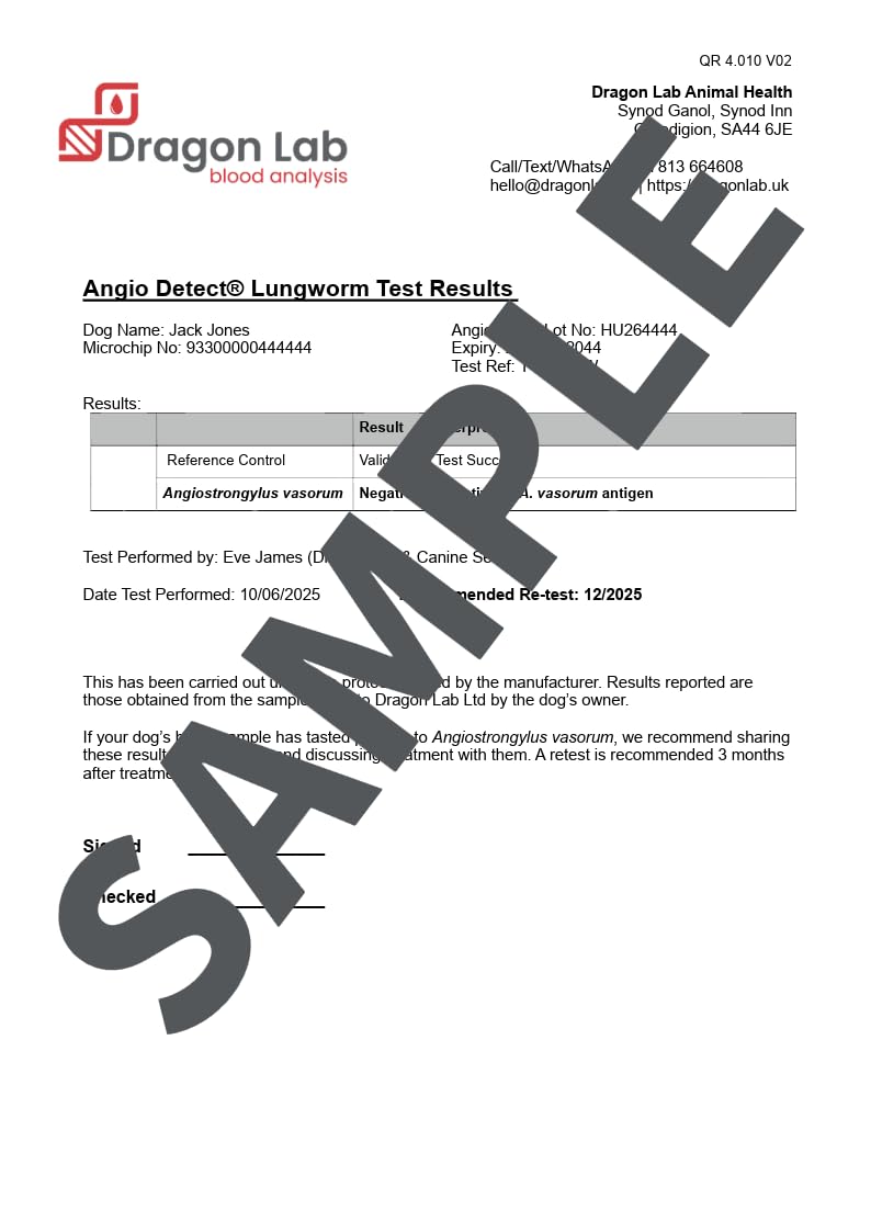 Dragon Lab & Canine Lungworm Test Kit Blood Screening for Dogs, White - Image 2
