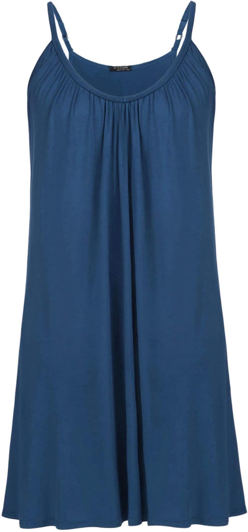 IN'VOLAND Plus Size Nightdress Women Super Stretchy Babydoll Jersey Full Slip Nightgown Adjustable Strap Underwear Sleeveless Summer Sleepwear Nighties Chemise XL-5XL