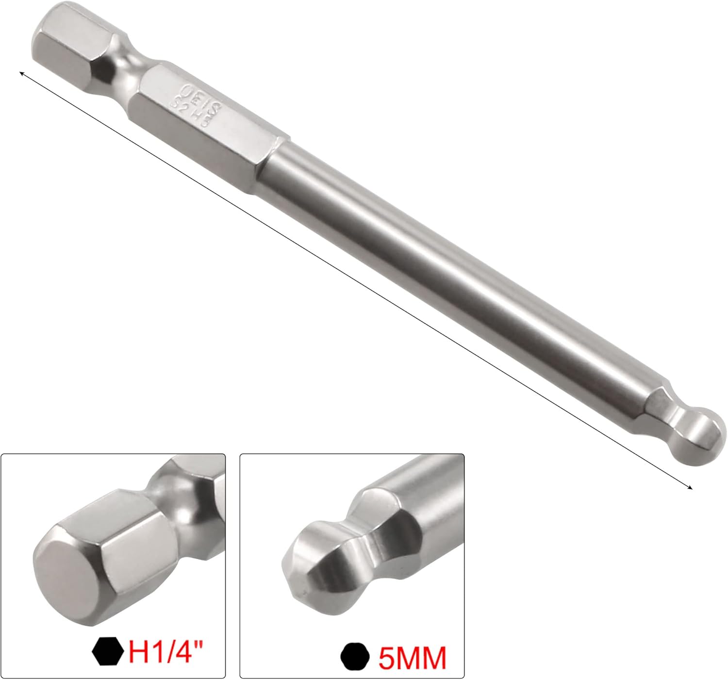 uxcell 5 Pcs H5 (5mm) Ball End Screwdriver Bits, S2 Steel Magnetic 2.95 Inch Long Drill Bit with 1/4 Inch Hex Shank