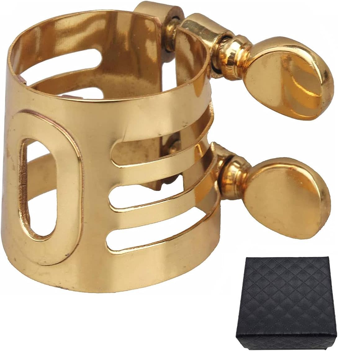 Jiayouy Gold Plated Tenor Saxophone Mouthpiece Ligature Double Screws Ligature Brass
