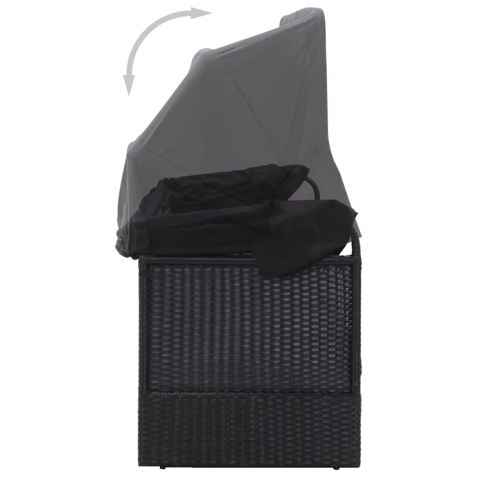 Tidyard Tumbona de Jardín con Toldo Negro - Ratan de PE, Resistent a la Intemperie Modelo YFXLRZJ-46092ES