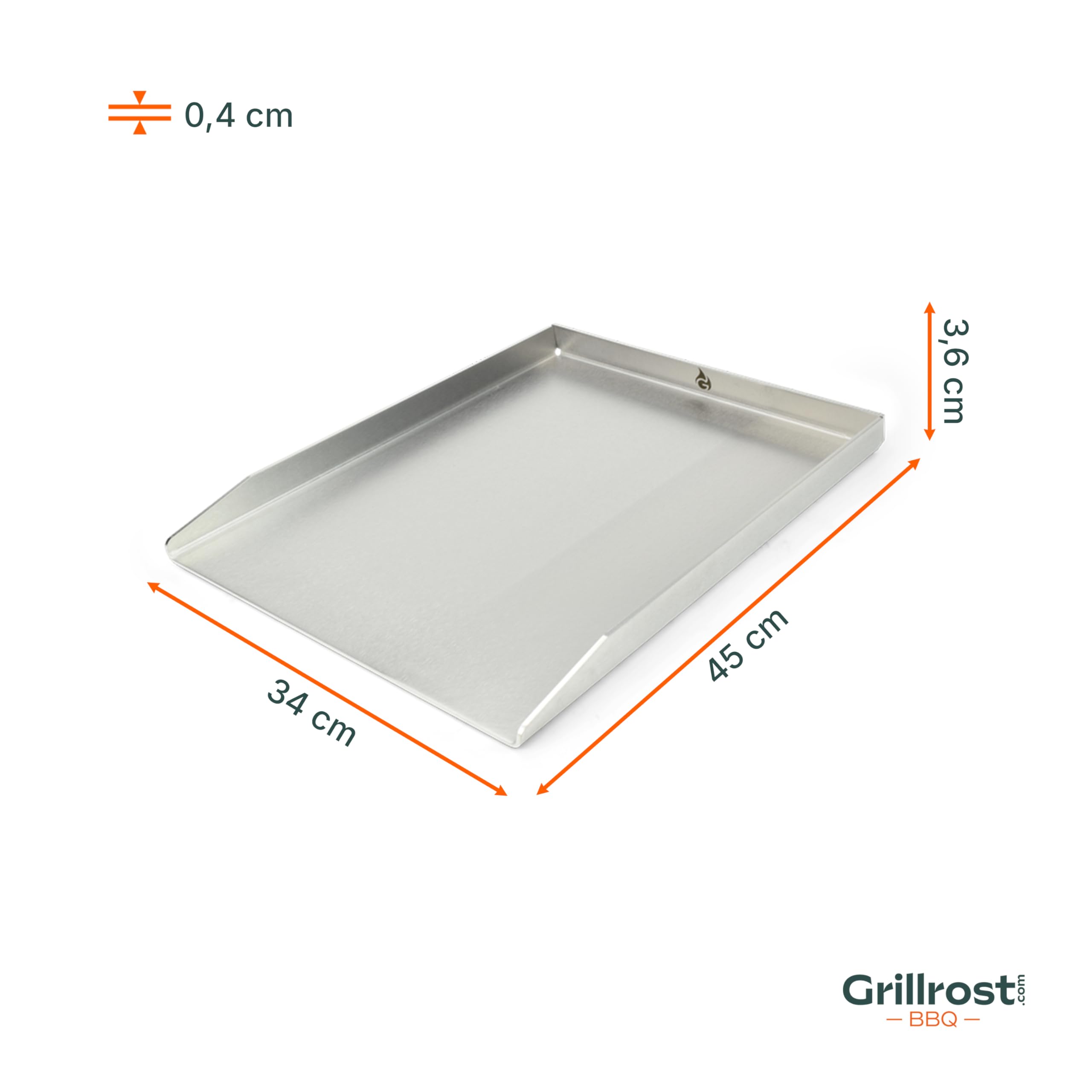 Grillrost.com Das Original Edelstahl Grillplatte | Plancha 45x34cm - passend für Napoleon LE/LEX/Prestige & Rösle | 4mm Massiv
