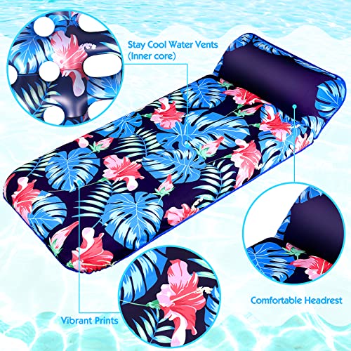 Ivenrxiu Inflatable Pool Float Raft, 71'' X 40'' Oversized Pool Floats Adult With Headrest, Fabric-Covered Floats For Swimming Pool, Contour Lounger Floating Mat Floaty For Pool, Lake, Summer Party #TOP3