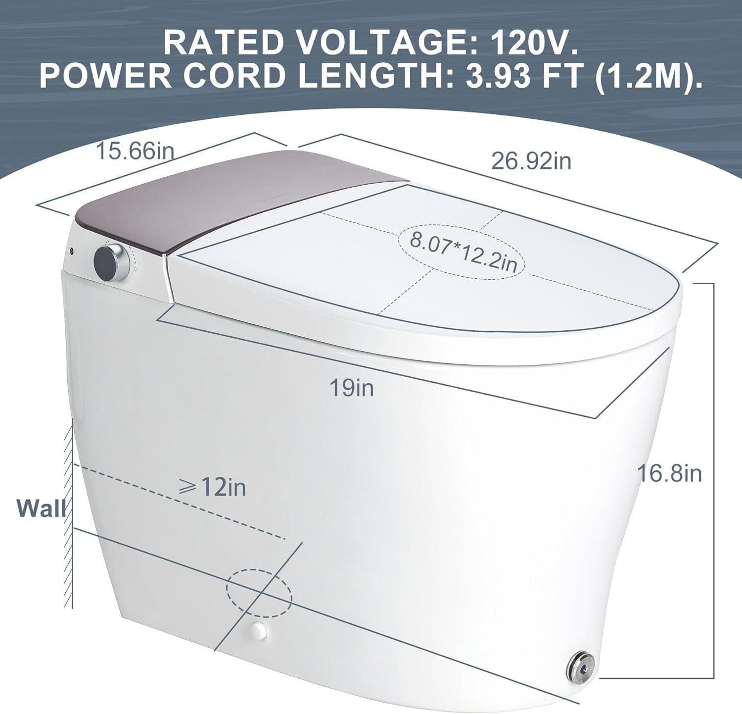 Diagram of the remote control functions for the smart toilet