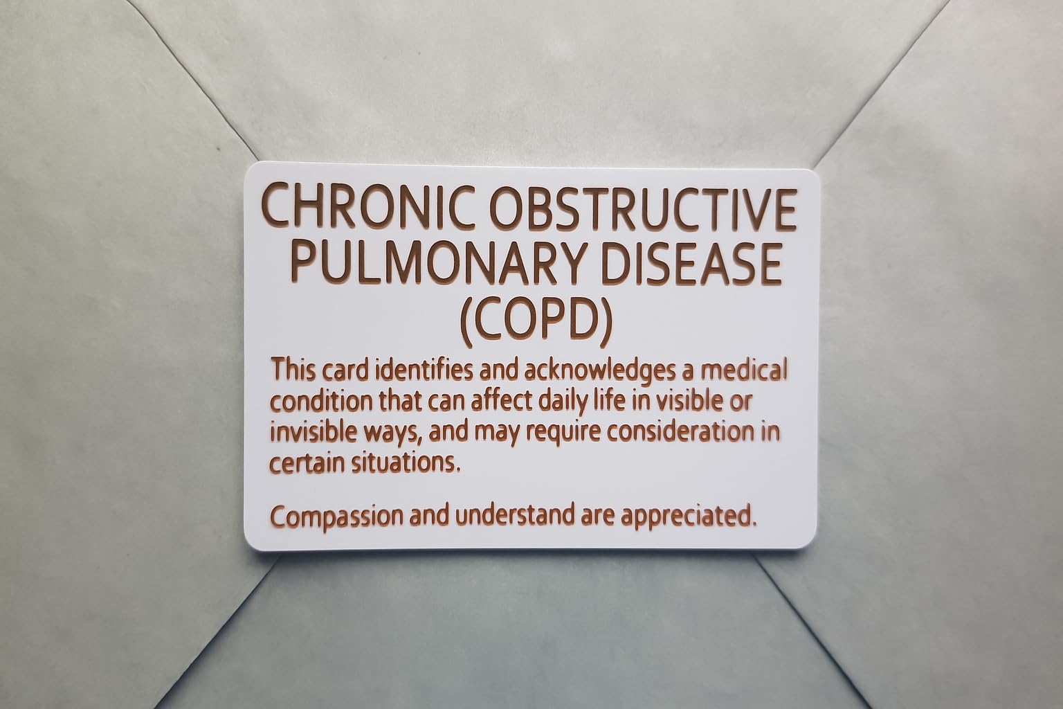 Chronic Obstructive Pulmonary Disease COPD Medical ID Card Awareness Disability Pain Body Sensitivity Wallet Insert Card Wallet Purse Slip in Badge Holder Lanyard Ability Hidden Disorder