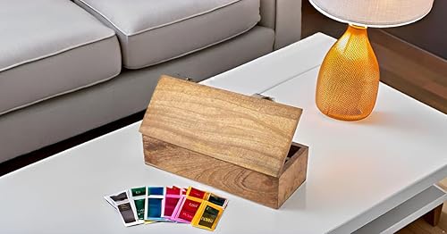 Miniatura 4 de Caja de té de madera, organizador de cofre con 6 compartimentos de almacenamiento para una variedad de especias y hierbas de té sueltas, natural,