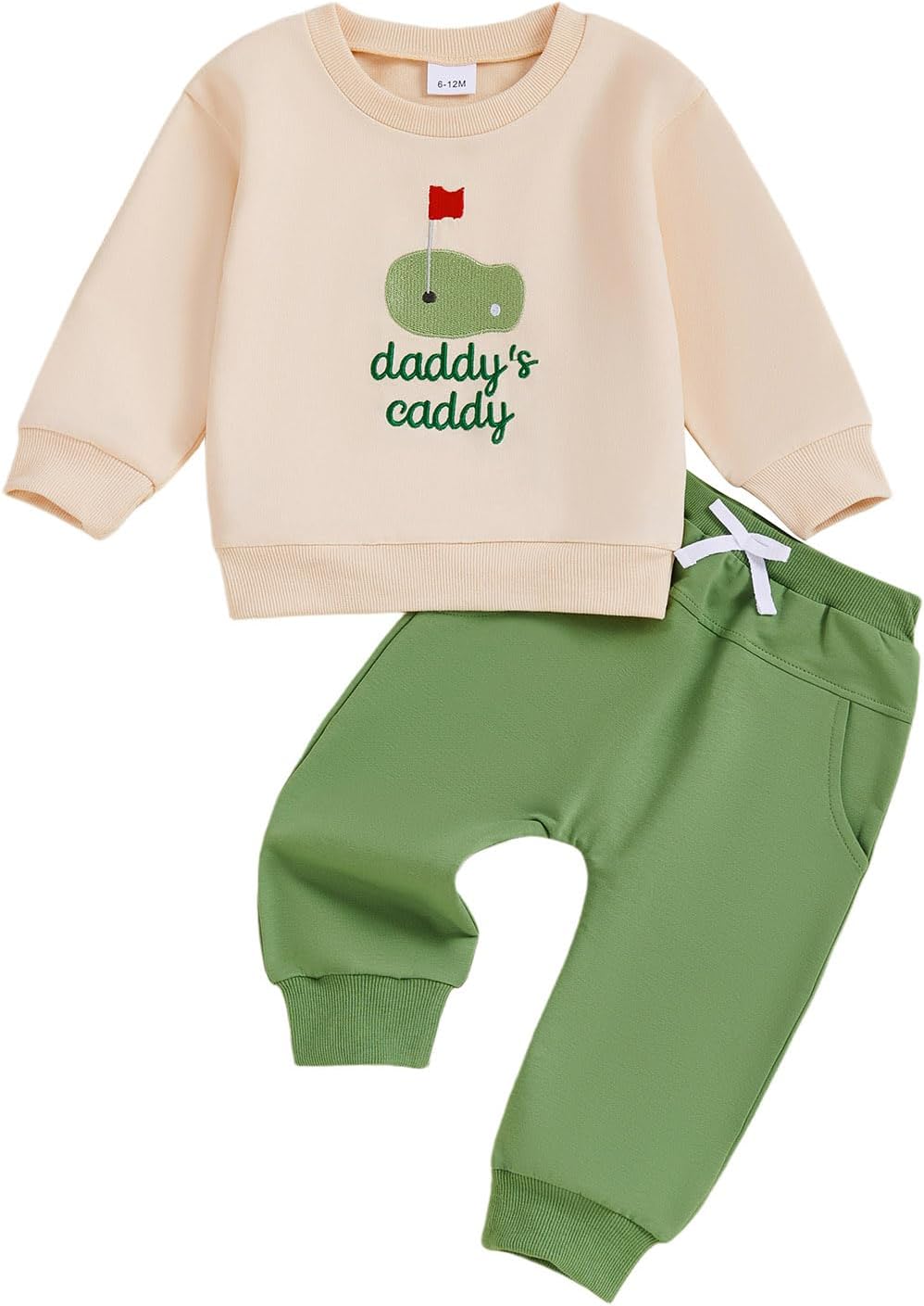 NZNDSHD Baby Boy Girl Fall Clothes Golf Embroidery Long Sleeve Sweatshirt Pants Set Unisex Toddler Winter Outfits 6-24 Months