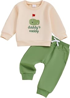 Baby Boy Girl Fall Clothes Golf Embroidery Long Sleeve Sweatshirt Pants Set Unisex Toddler Winter Outfits 6-24 Months