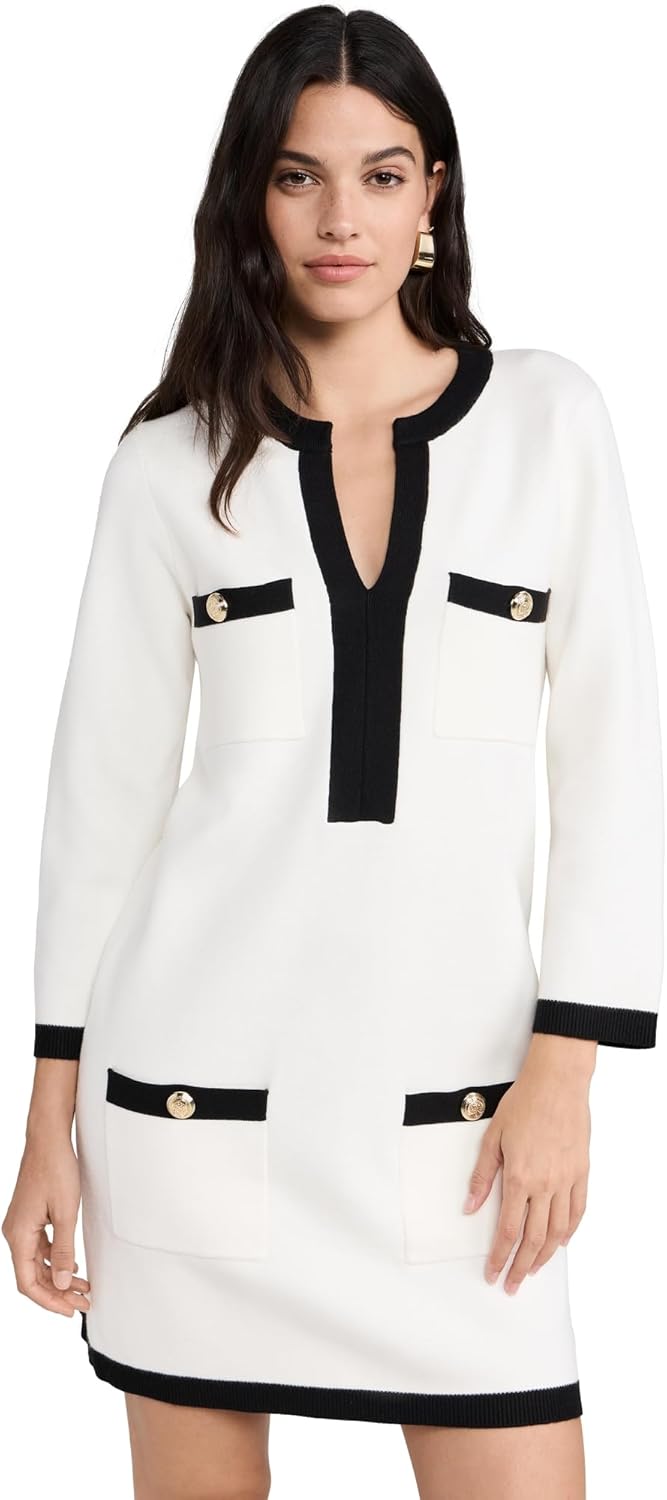 English Factory Women's White and Black Mini Knit Dress