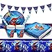 Gxhong Decorazioni Compleanno Spiderman,52pcs Stoviglie per Feste di Compleanno Kit Decorazioni Supereroi Stoviglie Avengers, Tovaglioli,Tazze,Piatti,Tovaglia,per Feste di Compleanno,Feste a tema