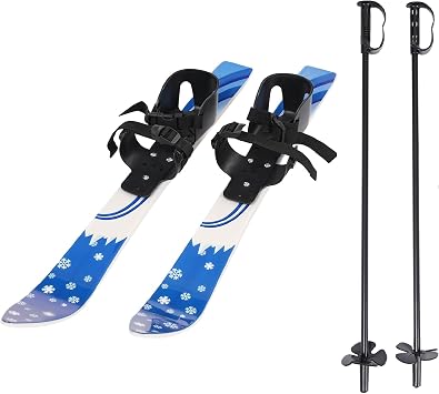 Kids Snow Skis 2 to 8 Years Old Children Beginner Snow Skis with Poles and Bindings 110lbs Load Capacity Lightweight Ski Boards Backyard Winter Fun Outdoor Snowboard for Learning