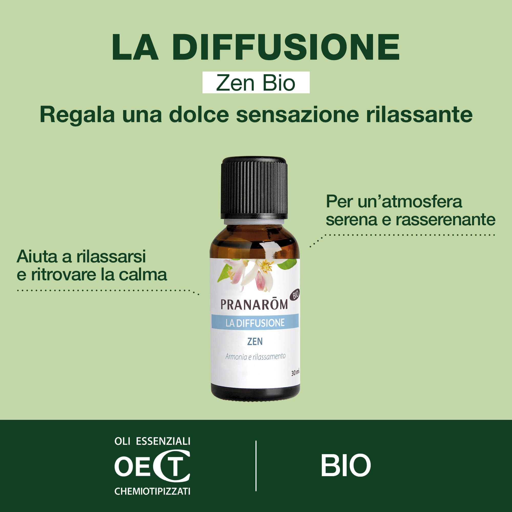 Pranarôm - La Diffusione Zen - Oli essenziali per diffusione - Arancio e Cedro BIO - Armonia e relax - Idea di Regalo - Feste di Natale - 30 ml