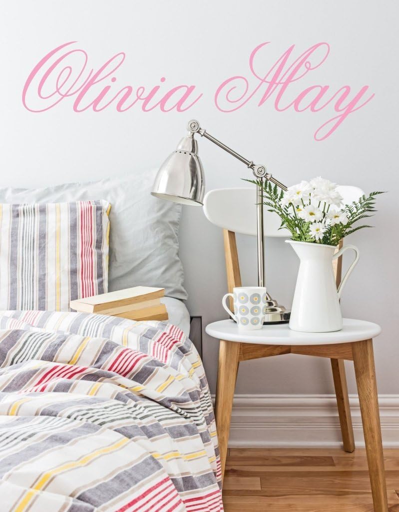 Fancy Cursive Single Personalized Custom Name Vinyl Wall Art Decal Sticker 40" W, Girl Name Decal, Girls Name, Nursery Name, Girls Name Decor, Girls Bedroom Decor, PLUS FREE 12" WHITE HELLO DOOR DECAL