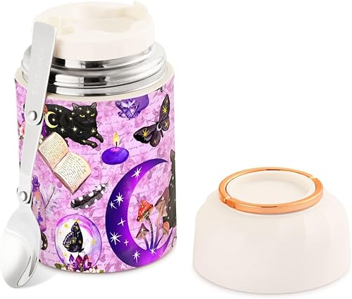 Termo para comida caliente y sopa de 17 onzas, fantástico tarro de comida con cuchara y asa, de acero inoxidable, con aislamiento, para almuerzo,