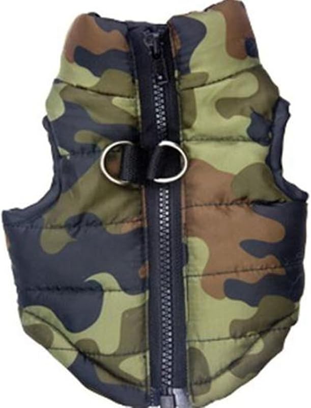 Winter Dog Vest - Warm Coat for Cold Weather, Windproof & Waterproof. Small Dogs ONLY - Teddy, Chihuahua, Yorkshire. Camouflage XXS