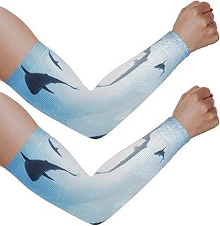 Mangas de braço com proteção solar UV para homens e mulheres, mangas de tubarão, peixe marinho e peixe, protege os braços, mangas esportivas, proteção solar, mangas para braço, proteção UV, Tubarão, peixe, animal marinho