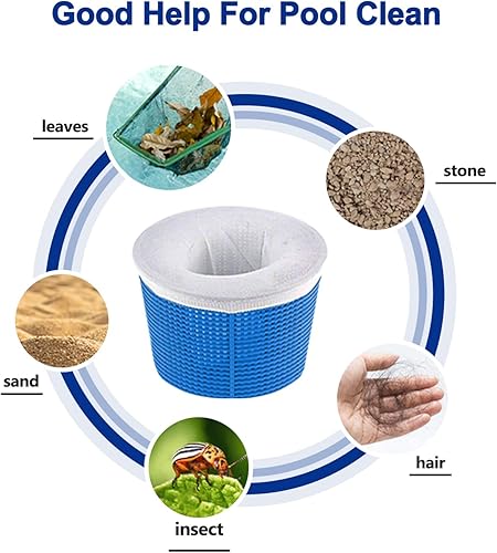 Miniatura 6 de Paquete de 100 calcetines de piscina para filtros de piscina, filtros de cestas y desnatadores para filtrar desechos y hojas, sistema de filtro