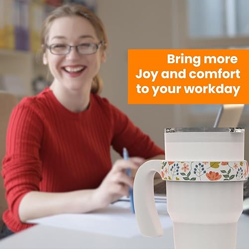 Miniatura 7 de For YETI Handle - Vaso de 30 onzas, compatible con mango de vaso YETI de 30 onzas, diseño floral pintado a mano, blanco, 1 paquete