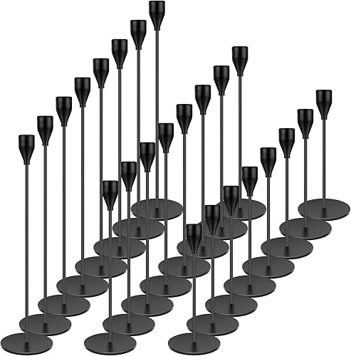 Miniatura 8 de Juego de 36 portavelas negros para velas cónicas, portavelas decorativos a granel, portavelas cónicos para centro de mesa, boda, comedor, fiesta,