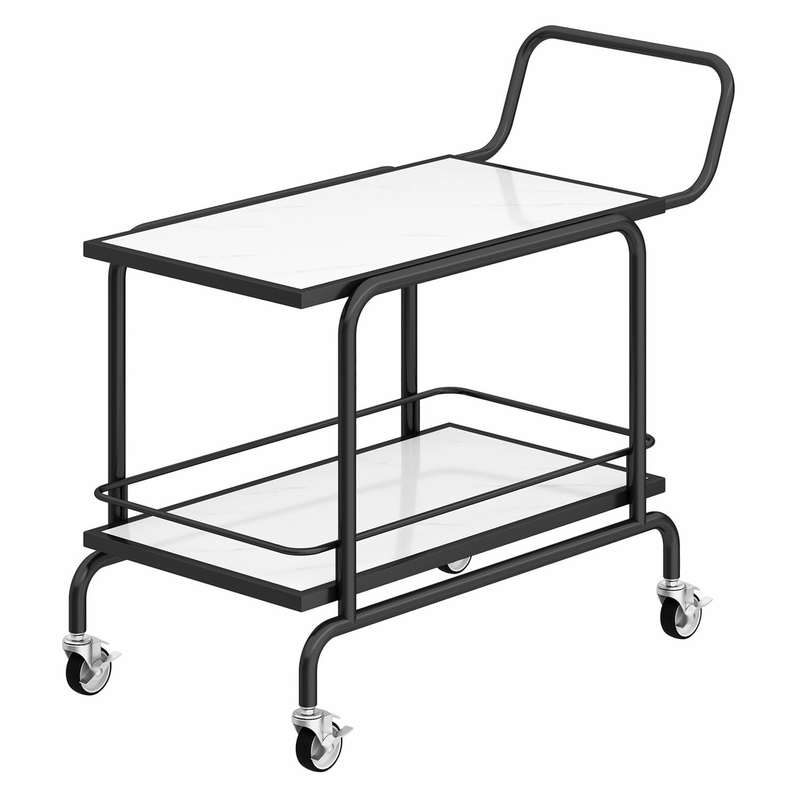 Chariot de service à 2 niveaux avec roulettes, étagères mobiles de rangement pour boissons pour cuisine et salle à manger