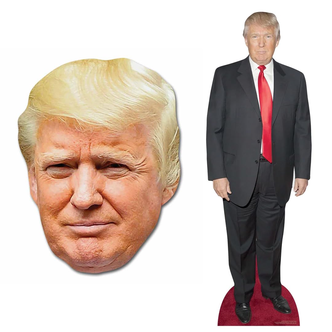 Partyrama.co.uk Multicolor Donald Trump Red Carpet Lifesize Cardboard Cutout 186Cm With Face Mask