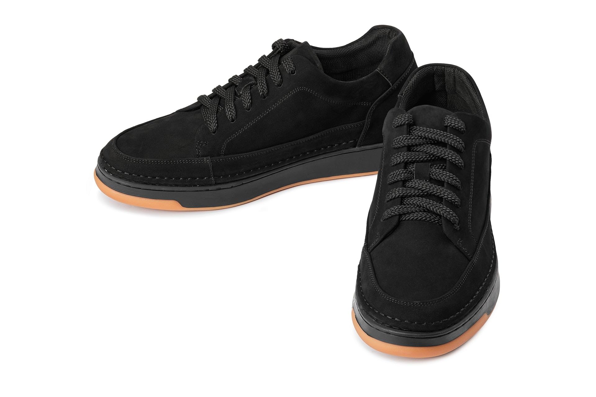CALTO Zapatos de elevación invisibles para hombre con aumento de altura – Zapatillas de cuero de primera calidad con cordones – 2.6 pulgadas más altas