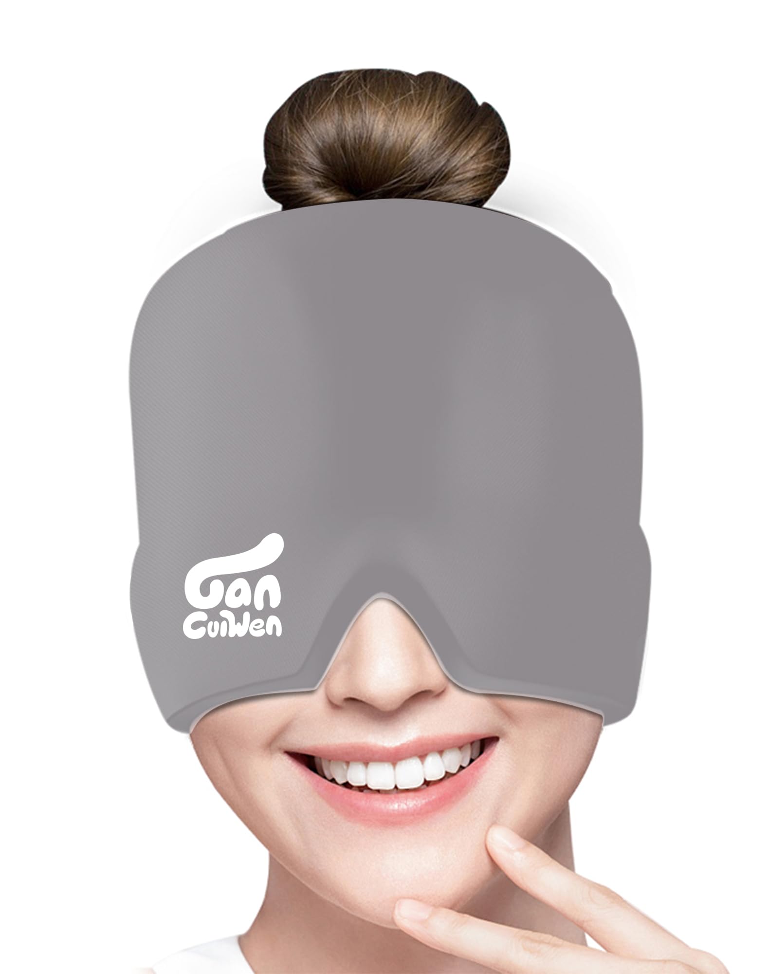 Headache Migraine Relief hat Migraine Relief Cap,Migraine Ice Head Wrap,Headache Relief Hat for Migraine, Headache Eyes Mask Gel Ice Cold Pack Cooling Gel Hat (Gray)