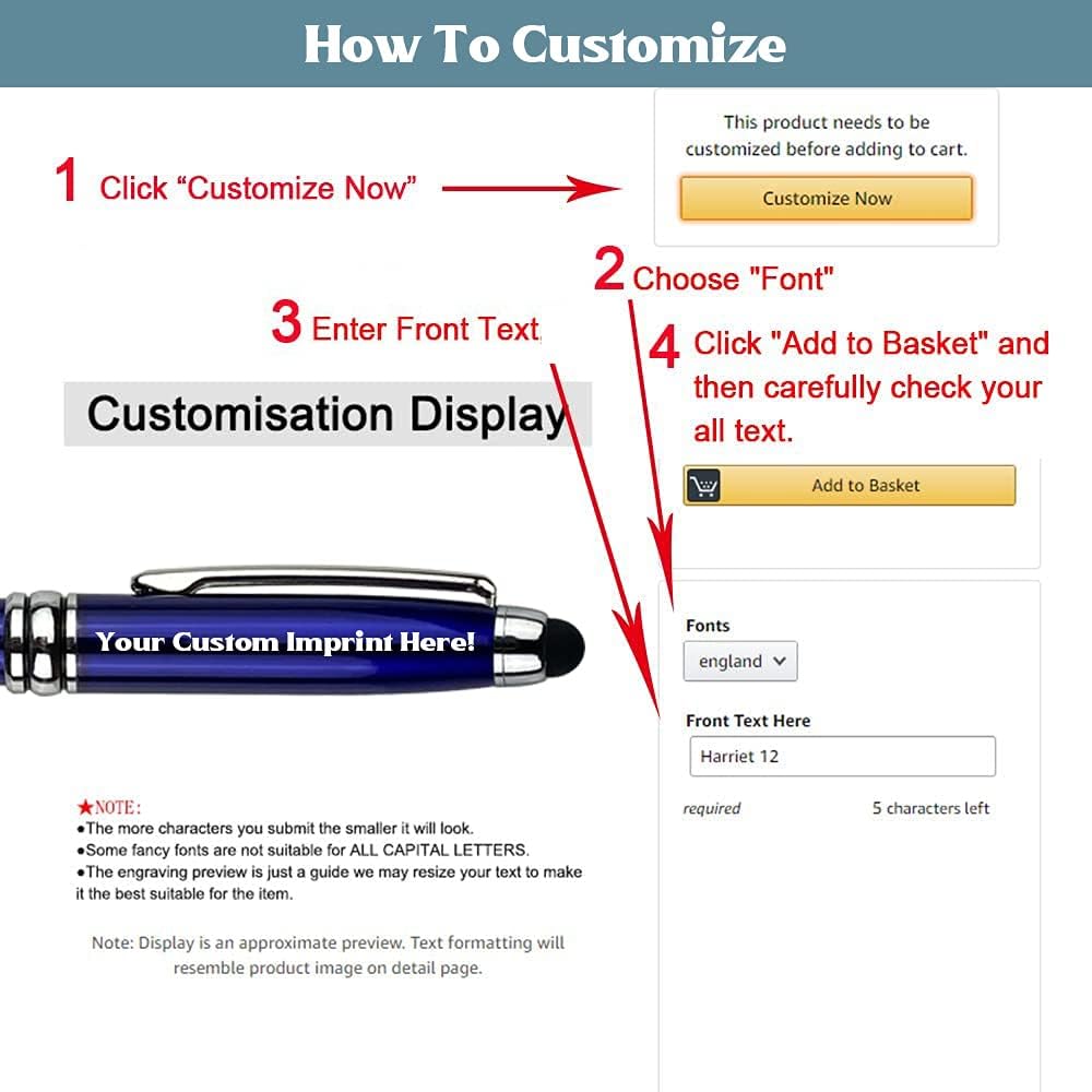 Ancolo Personalized Logo Pens with Company Brand Stylish Pens for Advertising,Promotion - Custom with Your Logo or Message, Black ink Gift for Bank, Office, Hotel Lobbies 100 Pens/Box