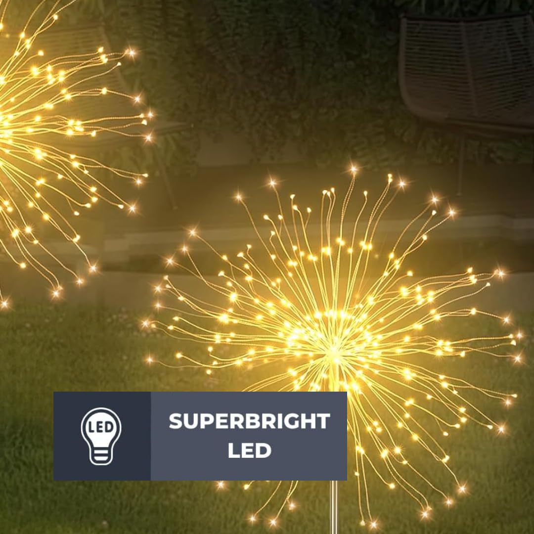 Garden Mile Large LED Solar Stake Light Christmas Lighting for Outdoors 120 Warm White LED Light for Garden Starburst Xmas Light Up Decoration Outdoor Lighting 84cm Stake Light Decor - Image 3