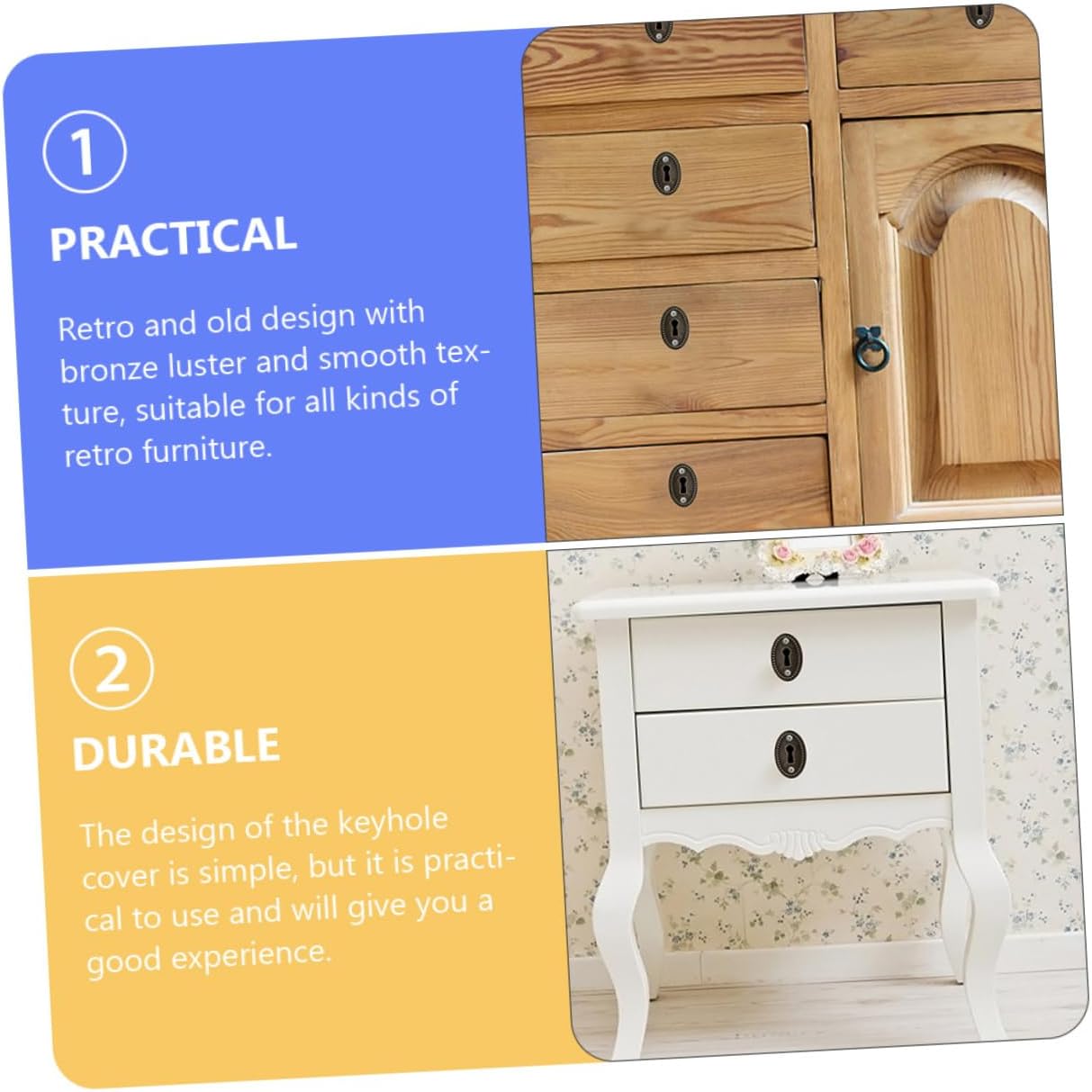 VOSAREA 30pcs Keyhole Cap Alloy Escutcheon Plate Vintage Finger Plates Doors Covers for Dresser Cabinet
