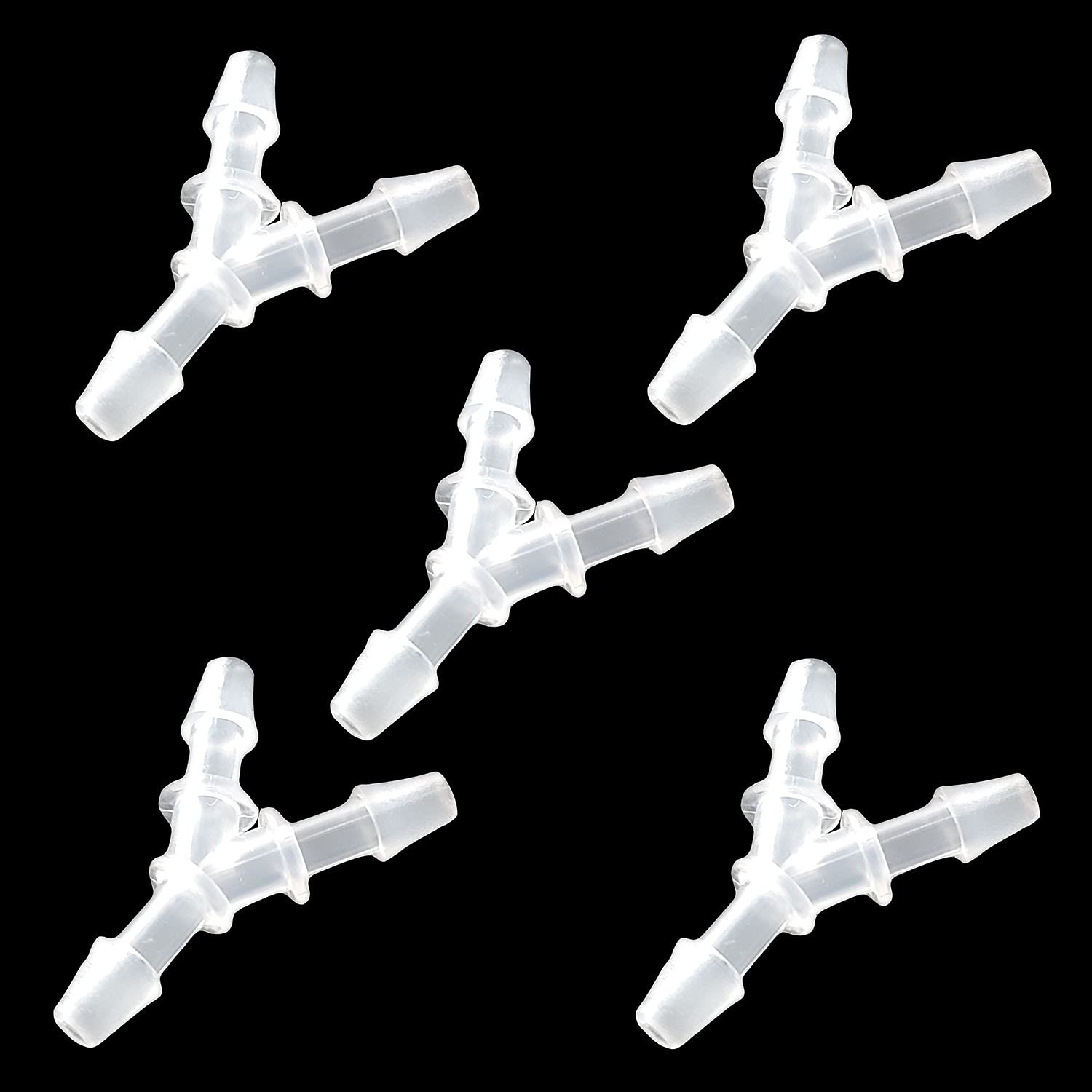 Jenswill 5Pcs 1/8" Hose Barb Fitting Equal Barbed Y Shaped 3 Way Plastic Pipe Connectors Joint Splicer Mender Adapter Union For Air Line Tubing