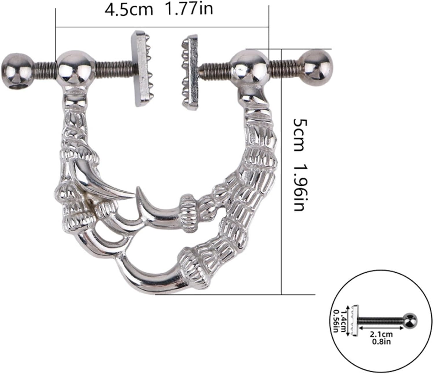 Metal Silver Breast Clamp with Chain, Eagle Claw-Shaped Nipple Clips for Sex & BDSM, Adjustable Female Adult Sex Toy - with Metal Wear