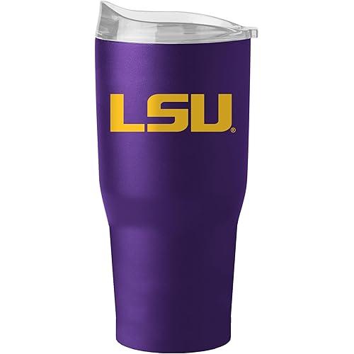 Logo Brands NCAA 30 oz Powder Coat Tumbler - Double-Wall, Vacuum-Insulated Stainless Steel With High-Lip Slider Lid–Keeps Drinks Hot Or Cold For Hours – Ideal For Tailgates & Everyday Use