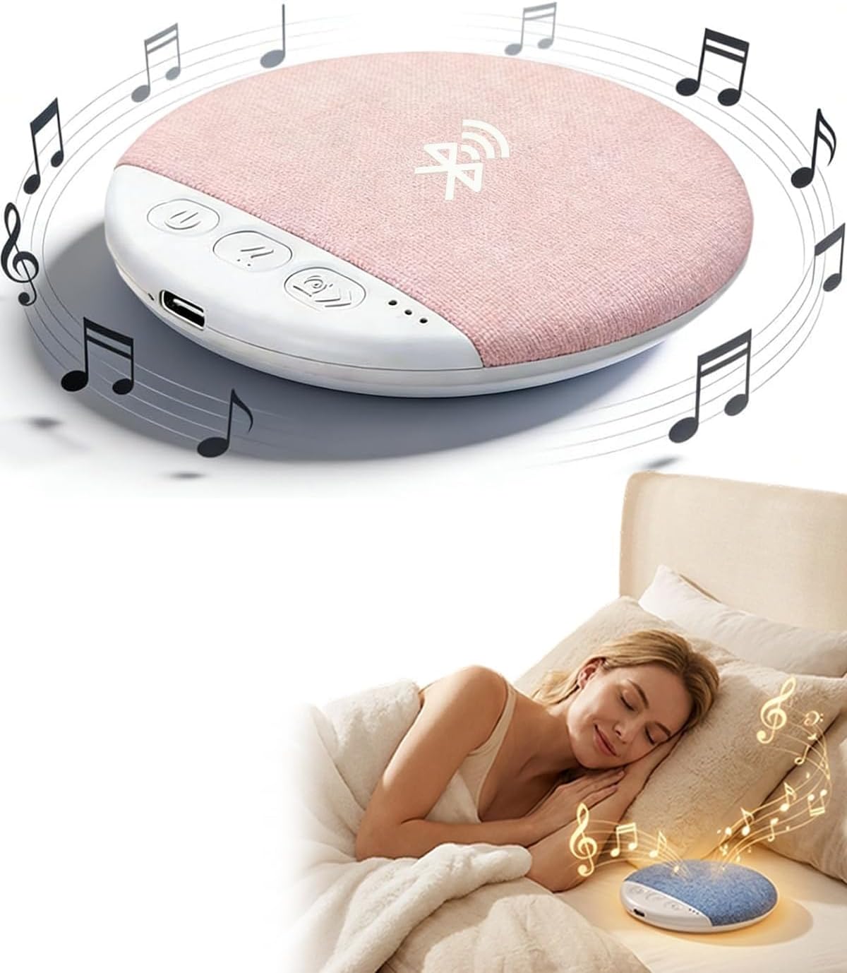 2026 New Flat Under Pillow Speakers for Sleeping, Bone Conduction Pillows Speaker Bluetooth, Private Ultra-Thin Aid with White Noise Timer, Mini Portable Slim Wireless Bedside Speak