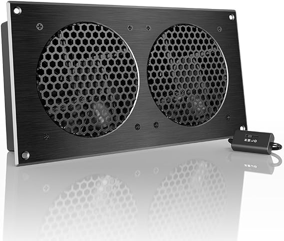 AC Infinity AIRPLATE S7, Quiet Cooling Fan System 12 with Speed Control, for Home Theater AV Cabinets