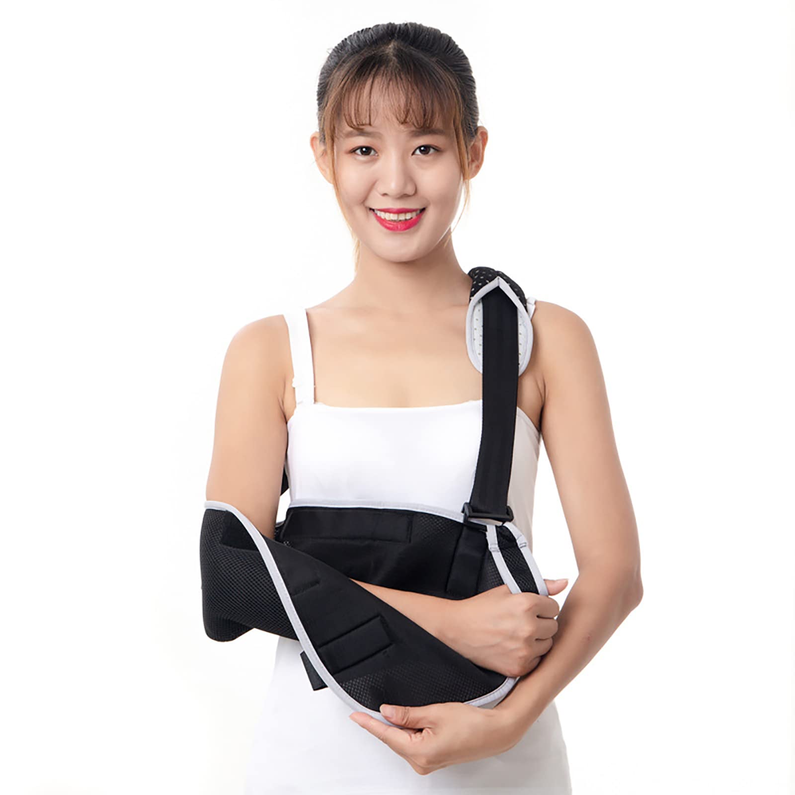Inmovilizador de Hombro de Malla Ajustable Eslinga de Brazo para Ducha Soporte de Codo de Hombro médico Transpirable para Mujeres Hombres,M