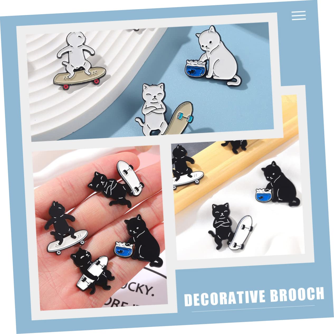 16 Piezas Broche De Gato Y Mochila De Moda Para Las Mujeres Broches De Gato Mochila Para Mujer Joyería De Moda Broches Para Las Mujeres Sombrero Pin Broche Decorativo