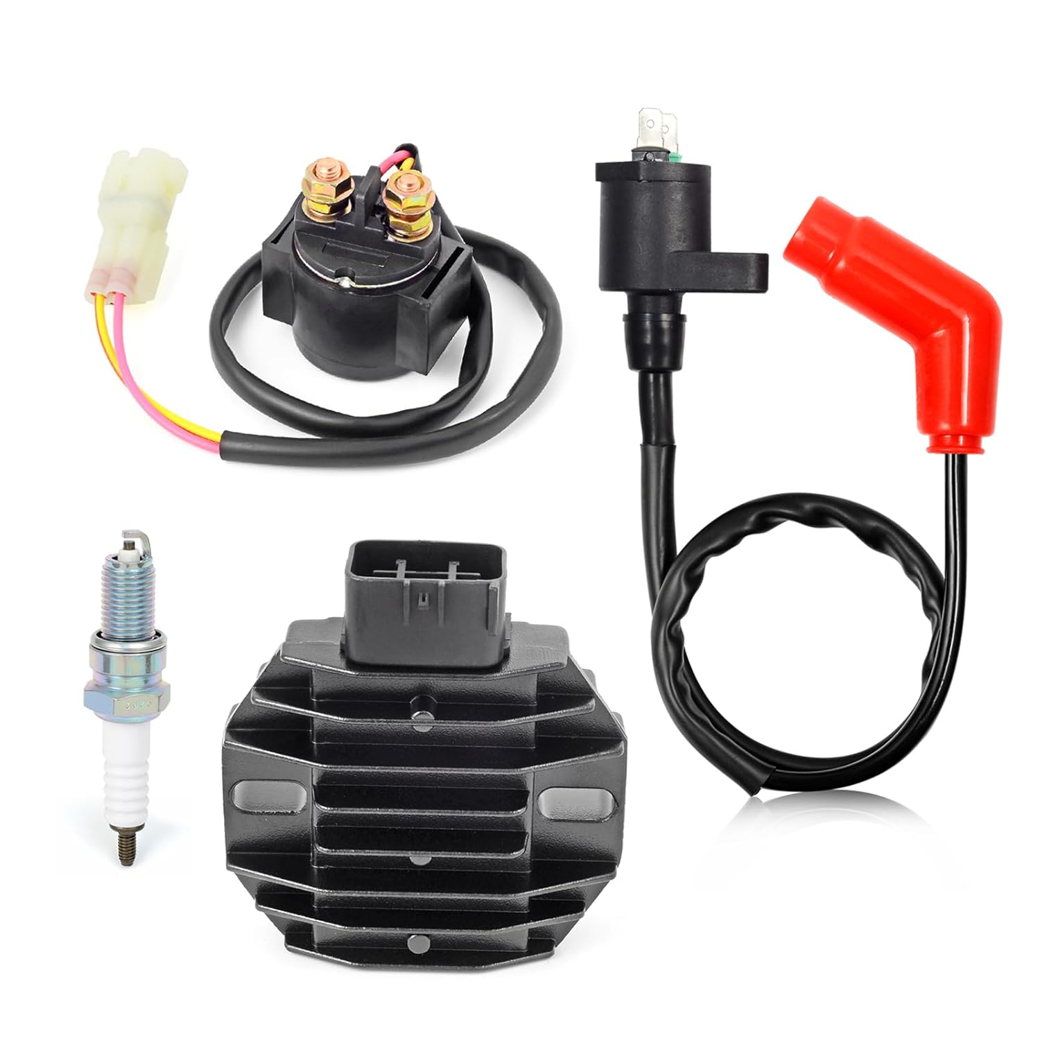 31600-HM8-B00 CDI Box Ignition Coil Voltage Regulator Rectifier Relay Kit Compatible with Honda Recon 250 TRX250TE TRX250TM TRX250 250TE 250TM 2005-2021 30410-HN6-000