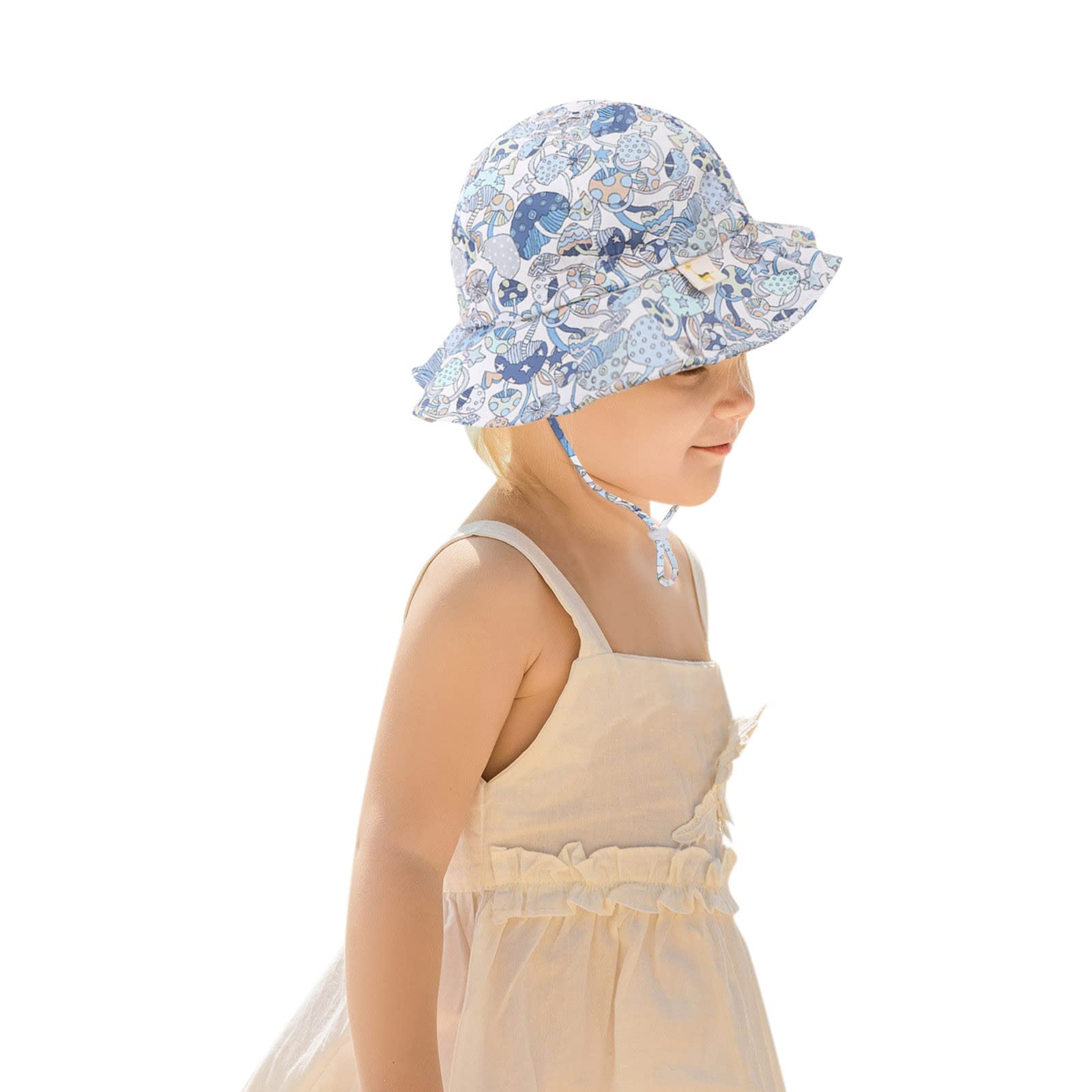 EHSIJAIKids Girls Boys Hat Sun Adjustable Sun Beach Bucket Cap Hats Spring Summer Cartoon Hat Cute Strap Outdoor Protection Chin Kids Kids Hats & Caps Hat Cap for Boys Girls
