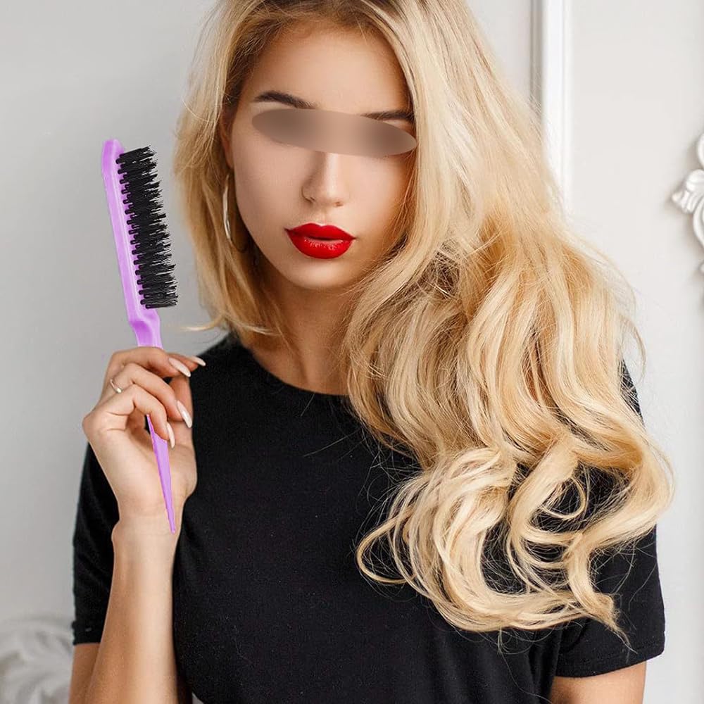 12 Pezzi Set Spazzole Districanti Set Spazzole Districanti per Capelli Ricci Pettine a Denti Larghi Pettine a Coda Flacone Spray e Fermagli per Capelli per la Cura dei Capelli Domestica (Viola)