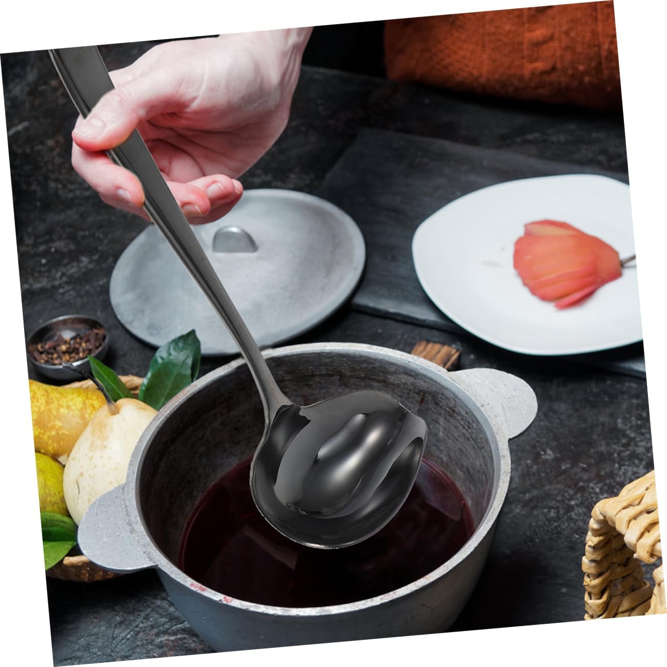 Ciieeo Stainless Steel Sauce Ladle Pouring Spout Stainless Steel Duckbill Spoon for Sauces Gravy and Dressings Handle Design for Easy Serving Dishwasher Safe Kitchen Gadget