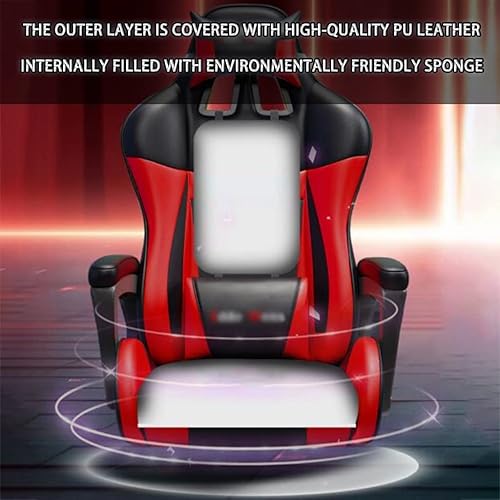 Miniatura 12 de Silla de juego con reposapiés de 90° a 145° en ángulo grande, silla de gamer, silla ergonómica de carreras con abrazo, carga de 330.7 libras (color