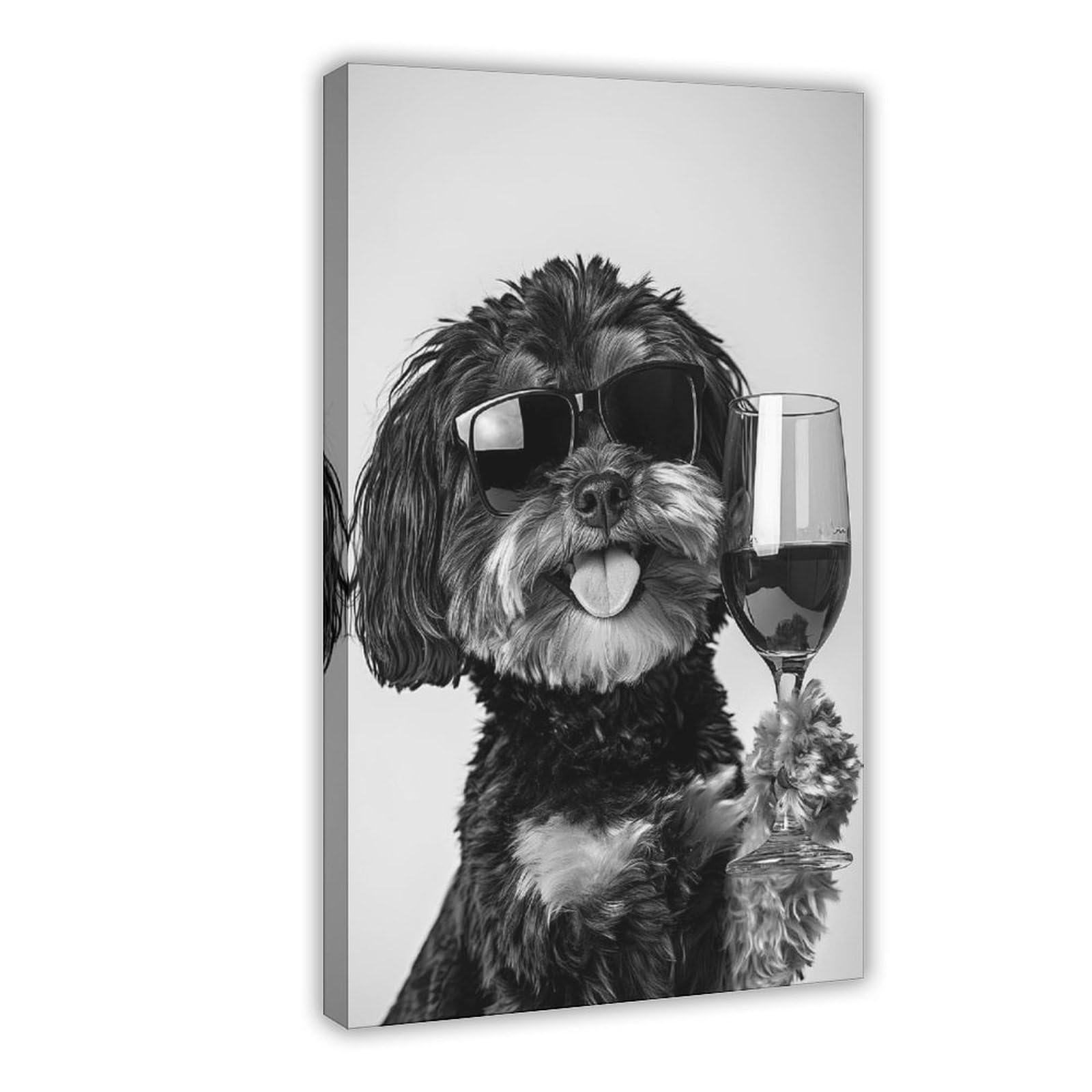 Ncudank Lhasa Apso Drinking Canvas Poster Bedroom Decor Landscape Office Room Decor Gift 08X12inch(20X30cm)