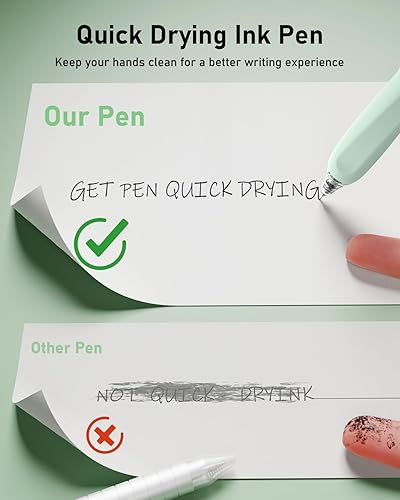 Miniatura 4 de Four Candies Juego de 14 bolígrafos de tinta de gel pastel con estuche, lindo bolígrafo retráctil de punta fina de 0.020 in, 12 unidades de tinta