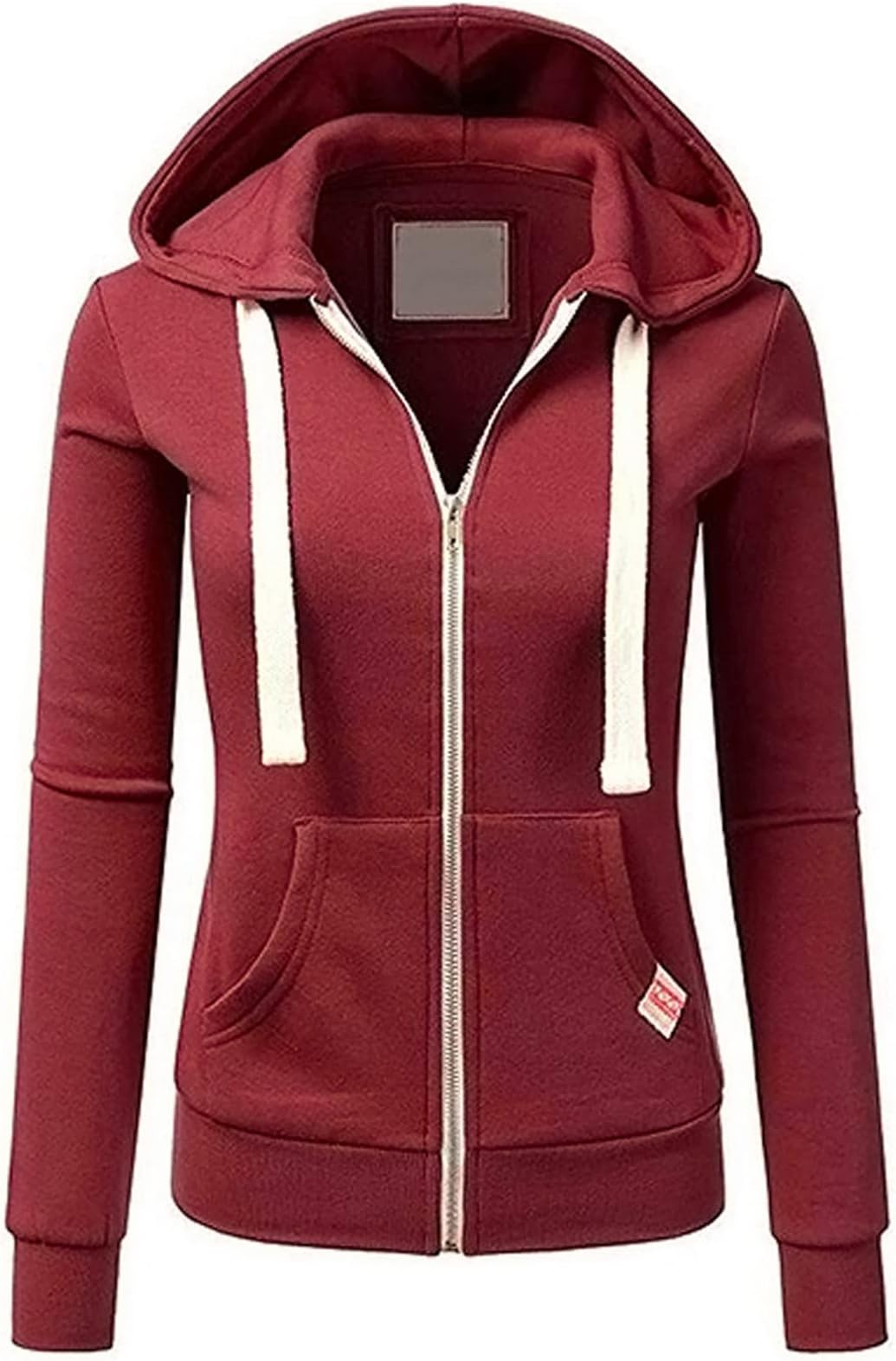 Women's Autumn and Winter New Personality Sports Solid Colour Cardigan Zip Hooded Drawstring Sweater Jacket