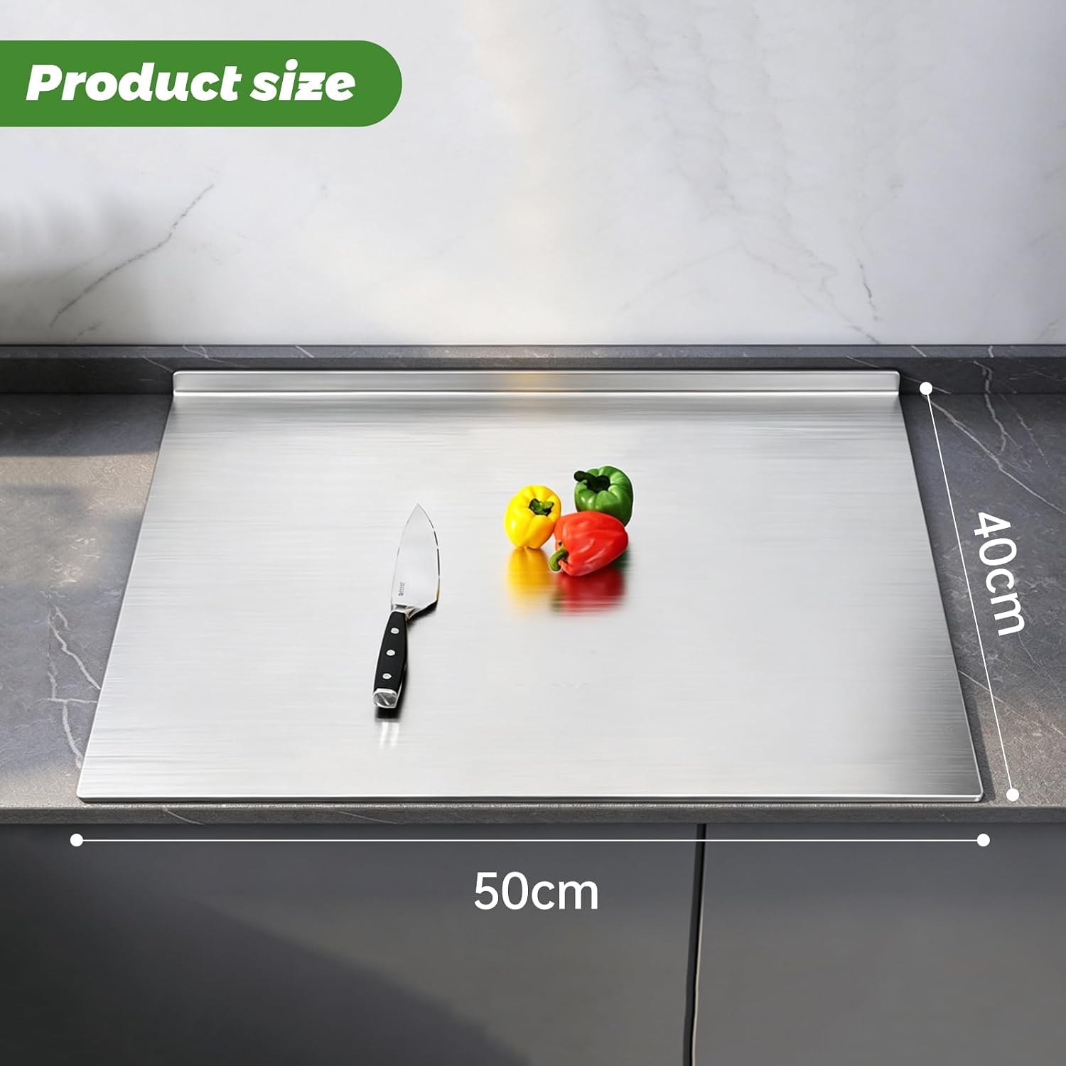 SUS304 Stainless Steel Cutting Boards for Kitchen, Kneading Cutting Board Mats, Metal Cutting Board for Meat, Fruits, Vegetables, Bread, and Baking Large Cutting Boards(50 x 40cm/19.7 x 15.7in)